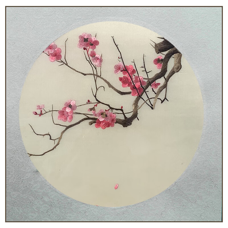 爱韵馨华手工苏绣刺绣梅花报春图客厅玄关书房壁画商务出国礼品 梅花