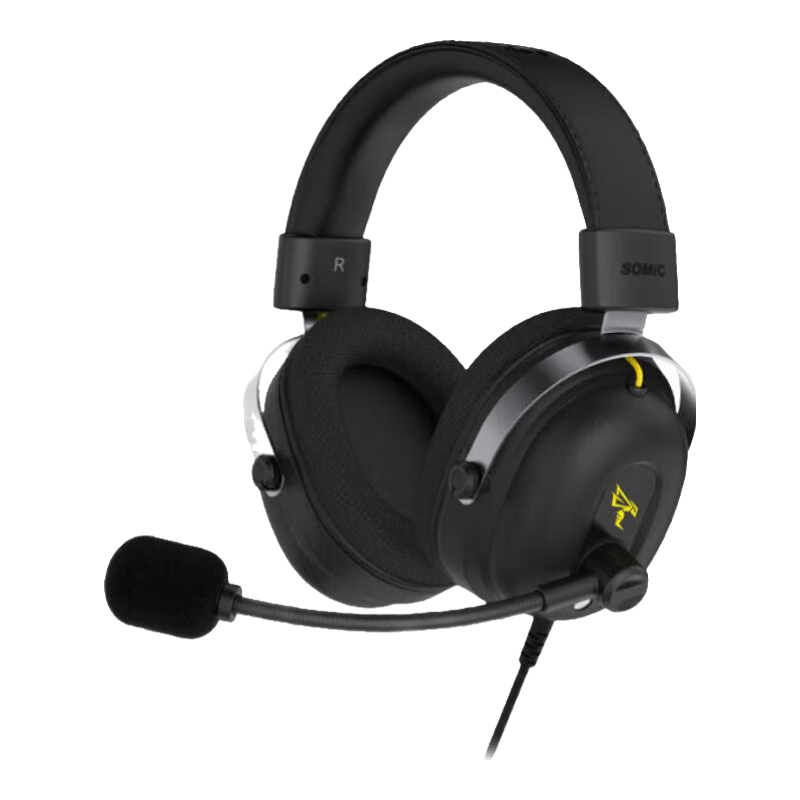 碩美科（SOMIC）G936PRO+頭戴式電競游戲耳機麥克風(fēng) 7.1環(huán)繞立體聲音效 FPS主動降噪CSGO吃雞聽聲辯位支持手機平板 G936PRO+升級賽事版 黑