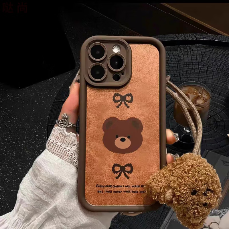 哒尚适用于vivoS15手机壳咖色小熊IQOOZ7可爱挂绳Y36卡通Neo9直边硅胶X100软套U1X全包防摔 【咖色小熊+小熊挂绳】软壳 IQOO Neo/Y7S/Z5