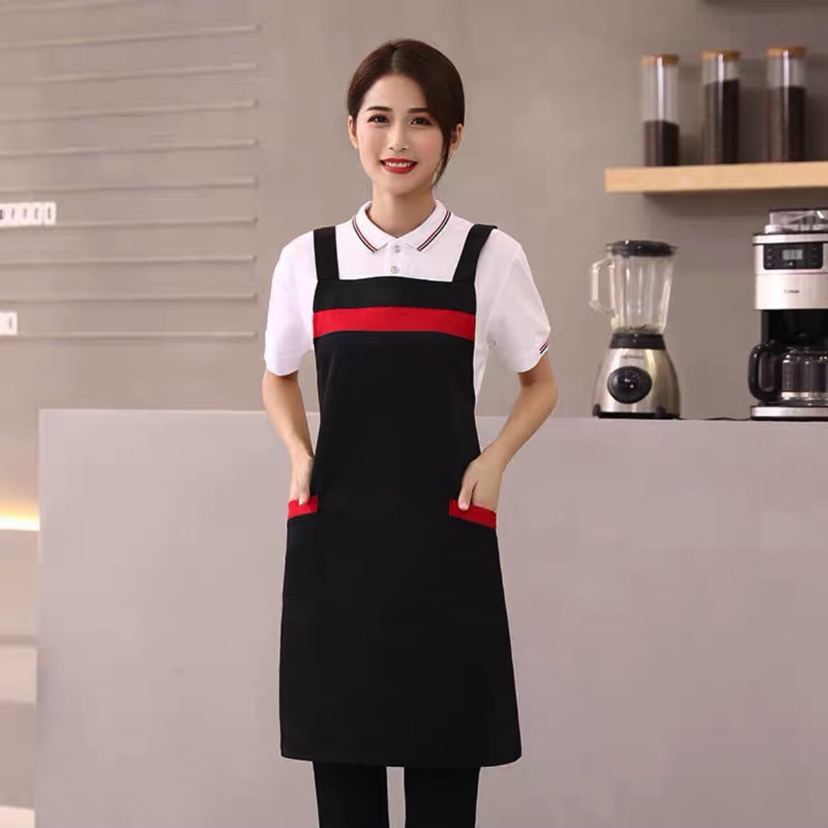 定做围裙定制logo印字餐饮超市饭店烧烤水果火锅店服务员专用围裙