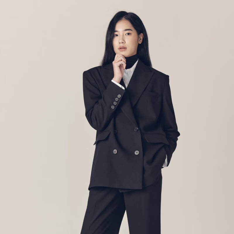 温莱蔓莎女生职业正装女套装大学生小个子春秋面试西装双排扣休闲西服