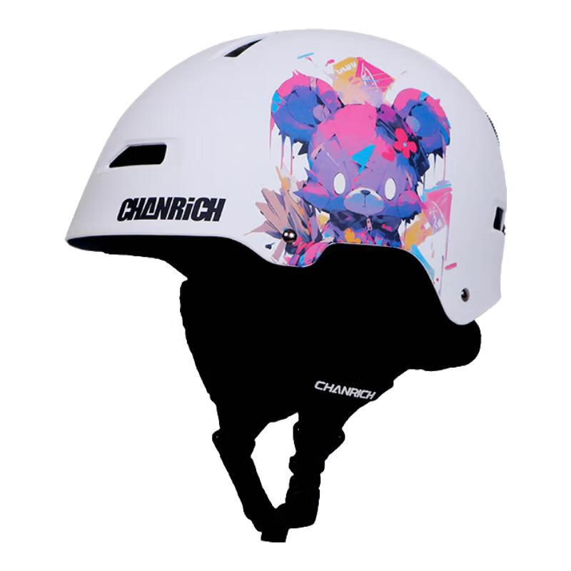 保暖透气 户外骑行冬季运动 防撞防摔 安全帽男女款朋克 涂鸦熊 m