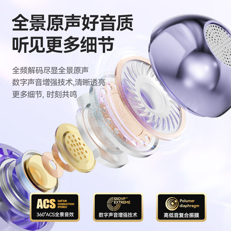 一加智能蓝牙耳机适用小米夹耳开放式无线不入耳运动跑步降噪耳机蓝牙 骑士黑【定向传音+智能数显】