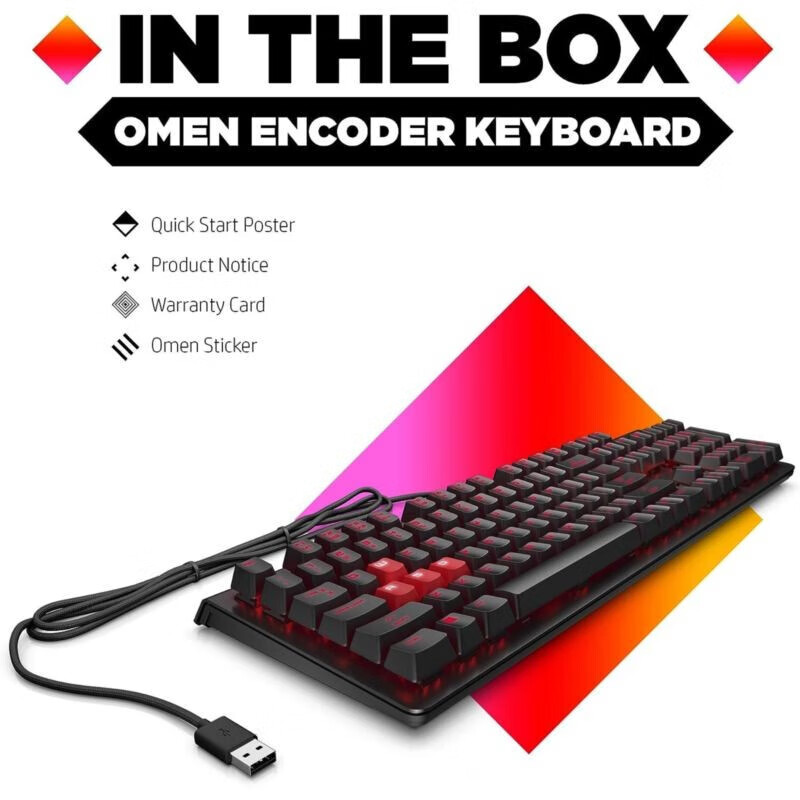 HP惠普OMEN Encoder 可定制机械游戏键盘MX红键全N键无冲突LED背光 黑色