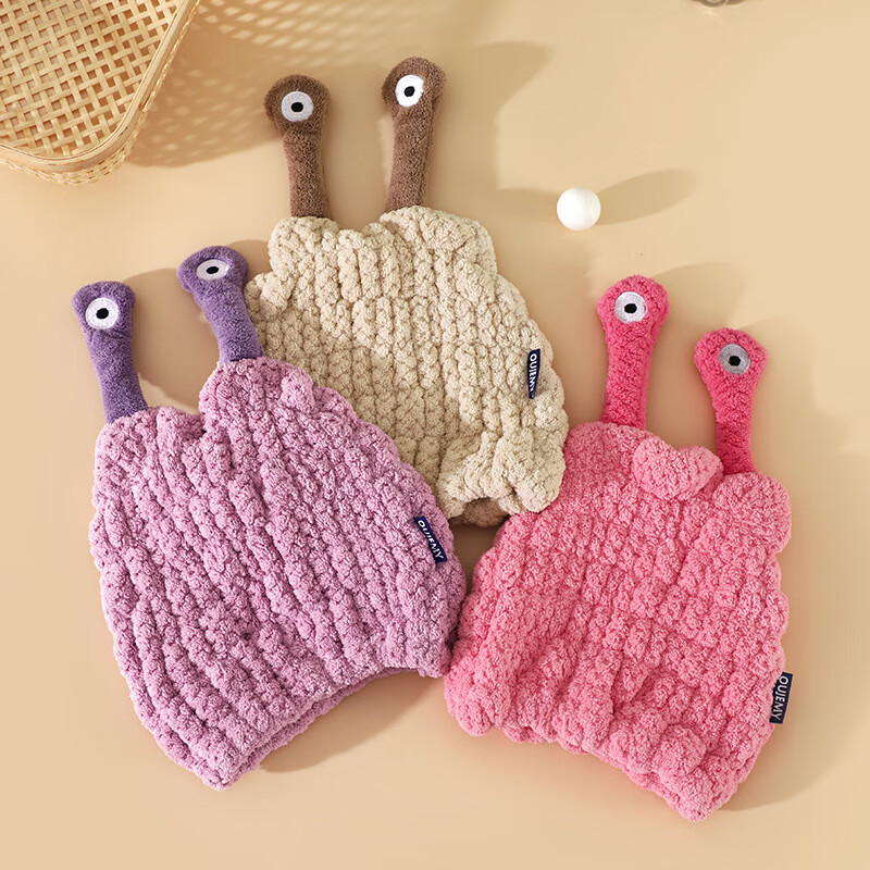 【精选】儿童干发帽卡通刺绣可爱宝宝吸水包头发擦头干发浴帽 熊耳朵蓝色(1个装) 20*20cm