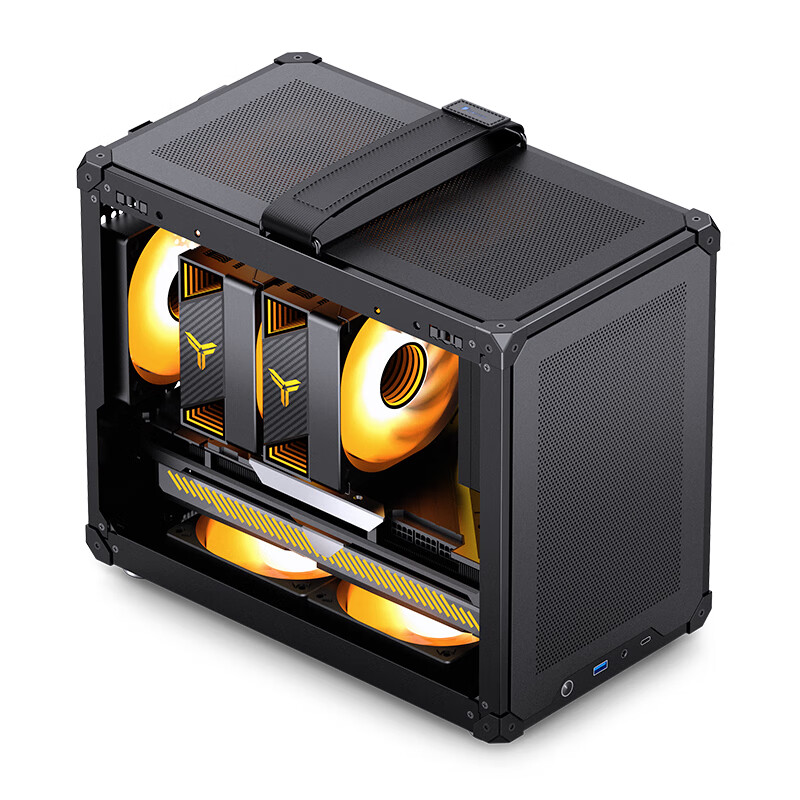 乔思伯C6 MAX手提式itx台式机桌面电脑迷你小机箱matx主板 mesh网孔透气typc usb3.2 Gen2支持atx电源 C6 MAX 黑色