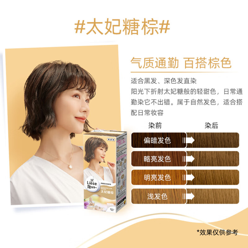 莉婕花王莉婕Liese泡沫染发剂灰咖棕色黑色潮流染发泡泡绵密均匀上色 太妃糖棕