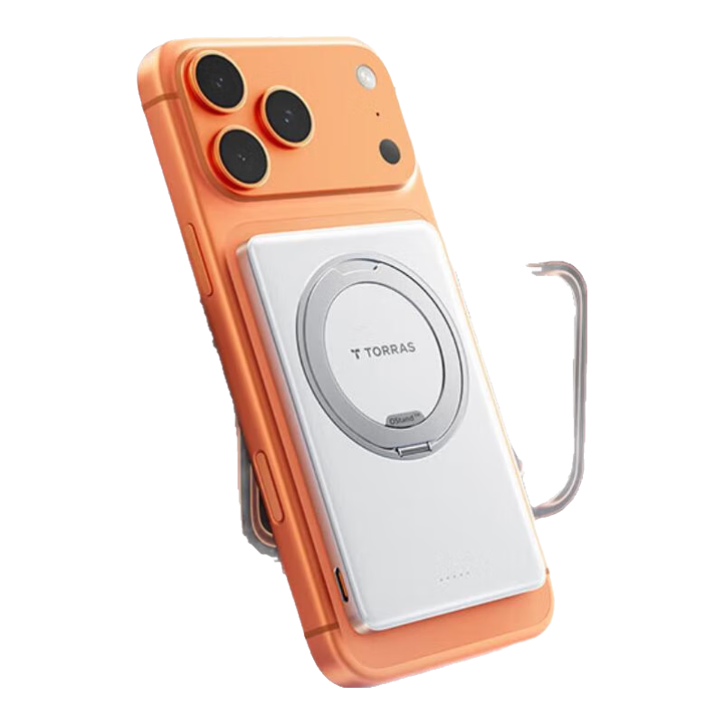 圖拉斯磁吸充電寶【Air超薄支架款】3c認(rèn)證可上飛機(jī)蘋果iPhone17無(wú)線華為 手機(jī)快充超薄小巧便攜移動(dòng)電源 鈦原色丨10000毫安丨26新款磁吸支架