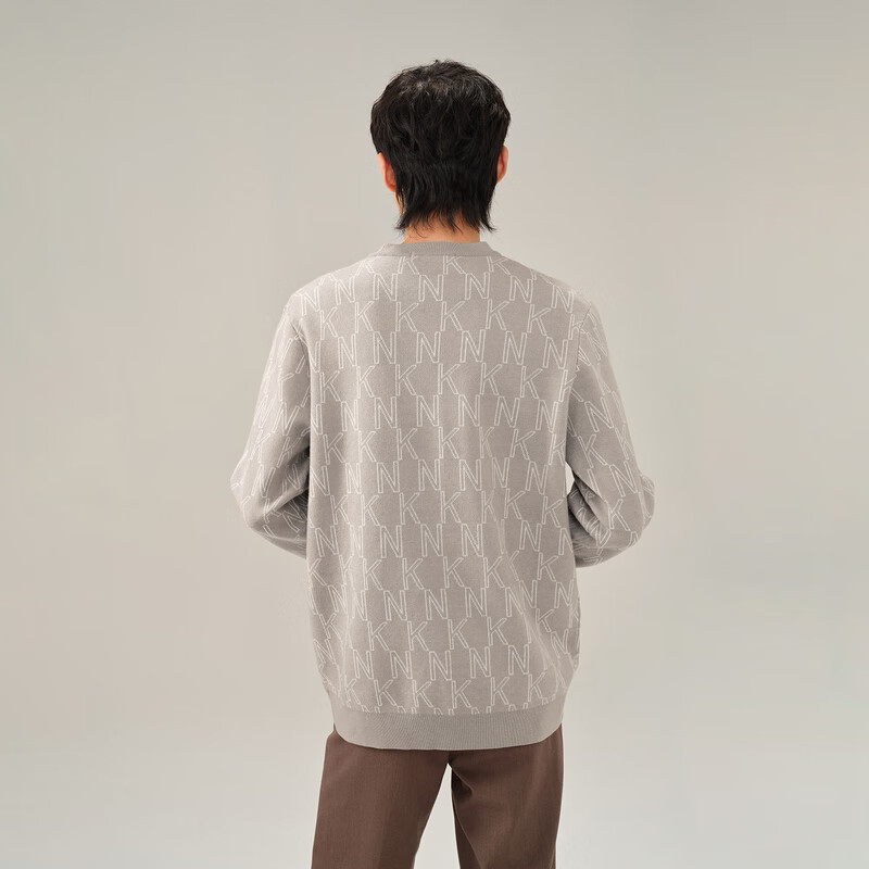 HLA海澜之家长袖针织衫男圆领字母修身柔软毛衣男冬季HNZAD4U146A 米杏花纹E6 165/84A S推荐114~124斤