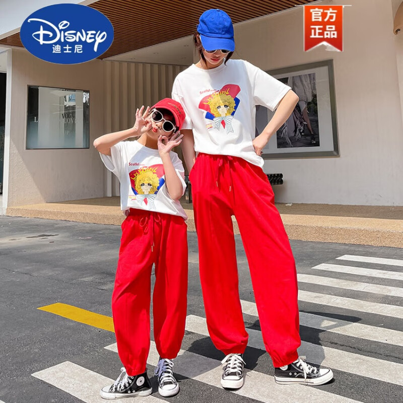 迪士尼（Disney）亲子装夏季套装2024新款亲子时装休闲卡通人物女童 红色 110