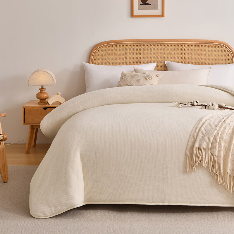 软贝新疆棉花被手工包边棉胎被子被芯鱼鳞网棉絮可盖可垫宿舍保暖棉絮 米白色（约5斤） 150cm*200cm单被芯