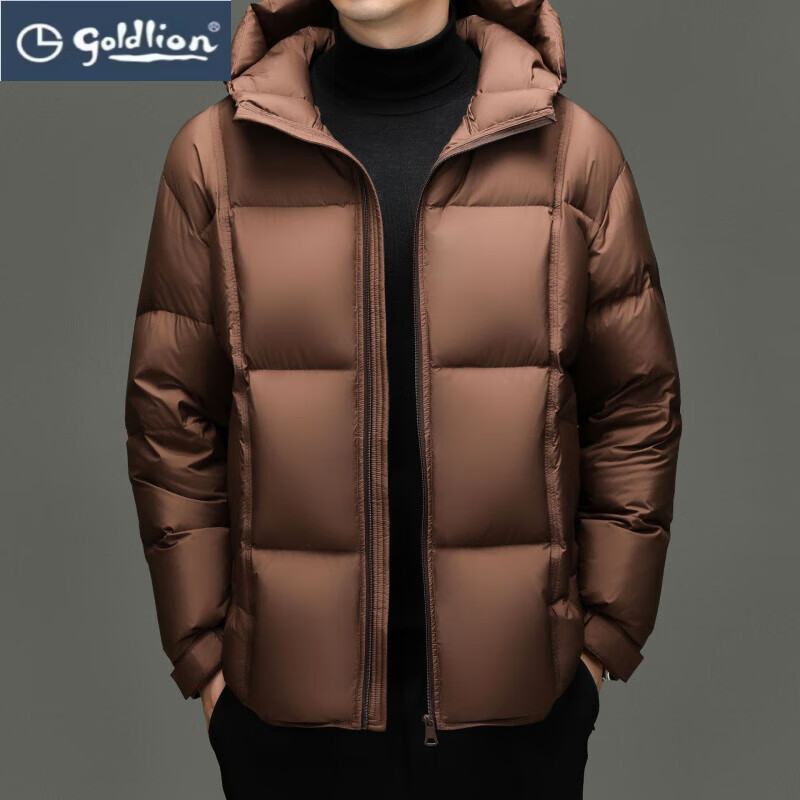 GOLDLION G+金利来25年冬季新款休闲泡芙羽绒服男式90鸭绒防寒保暖外套连帽服 紫色 4XL 195
