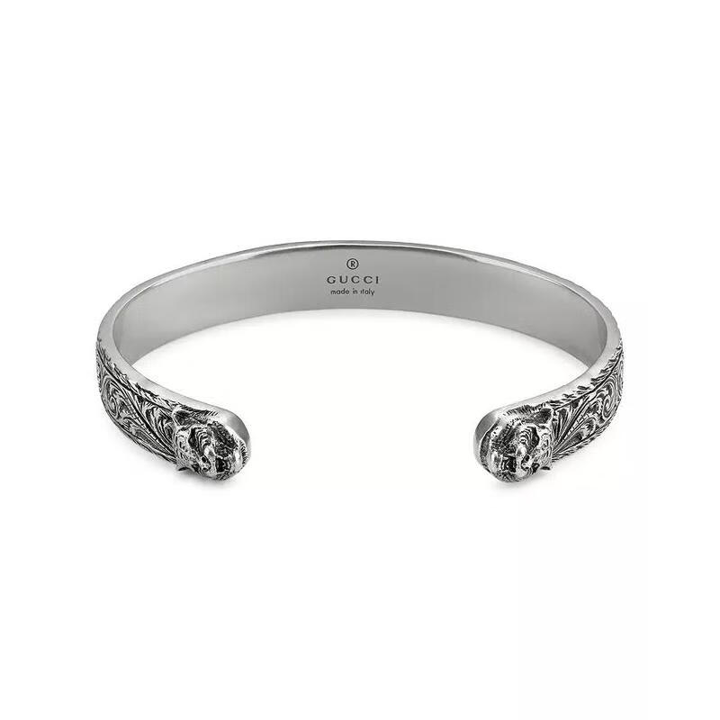古驰(gucci)女士手镯 feline head cuff复古时尚潮流虎头开口手镯 送