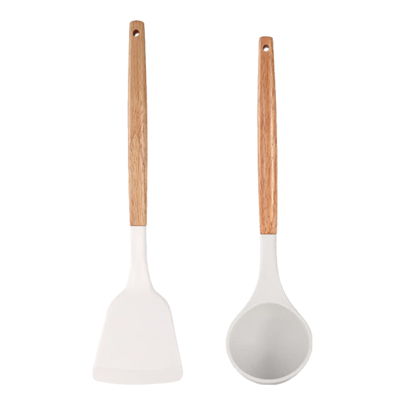 Jidaocook硅胶铲锅铲不粘锅专用炒菜铲子汤勺漏铲家用食品级耐高 锅铲+汤勺【两件套】