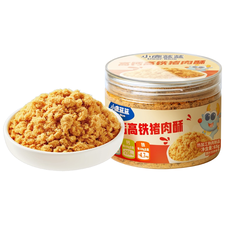 小鹿蓝蓝宝宝肉松高蛋白高铁猪肉酥65g/罐儿童零食拌饭拌面调味