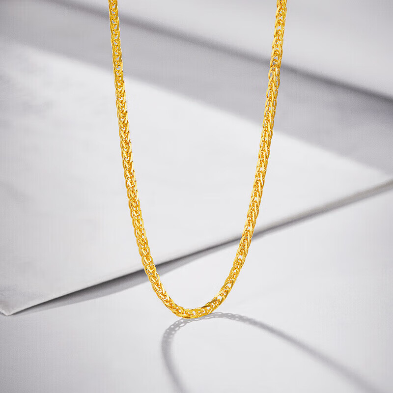 菜百首饰 黄金项链 时尚简约素链锁骨链计价 约2.30克约42厘米