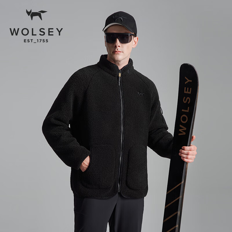 WOLSEY雪橇经典羊羔绒加厚防风保暖男女款户外立领外套内胆抓绒衣 香槟白色 M 170