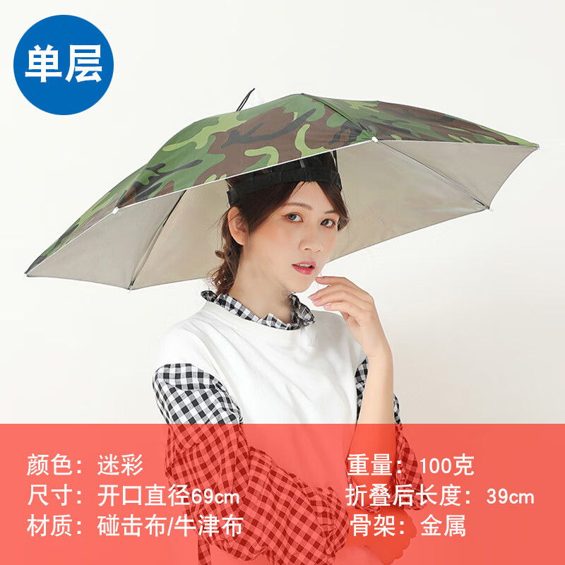 钓鱼遮阳伞头伞雨帽伞帽头戴式雨伞帽防雨头带折叠帽子大号斗笠顶