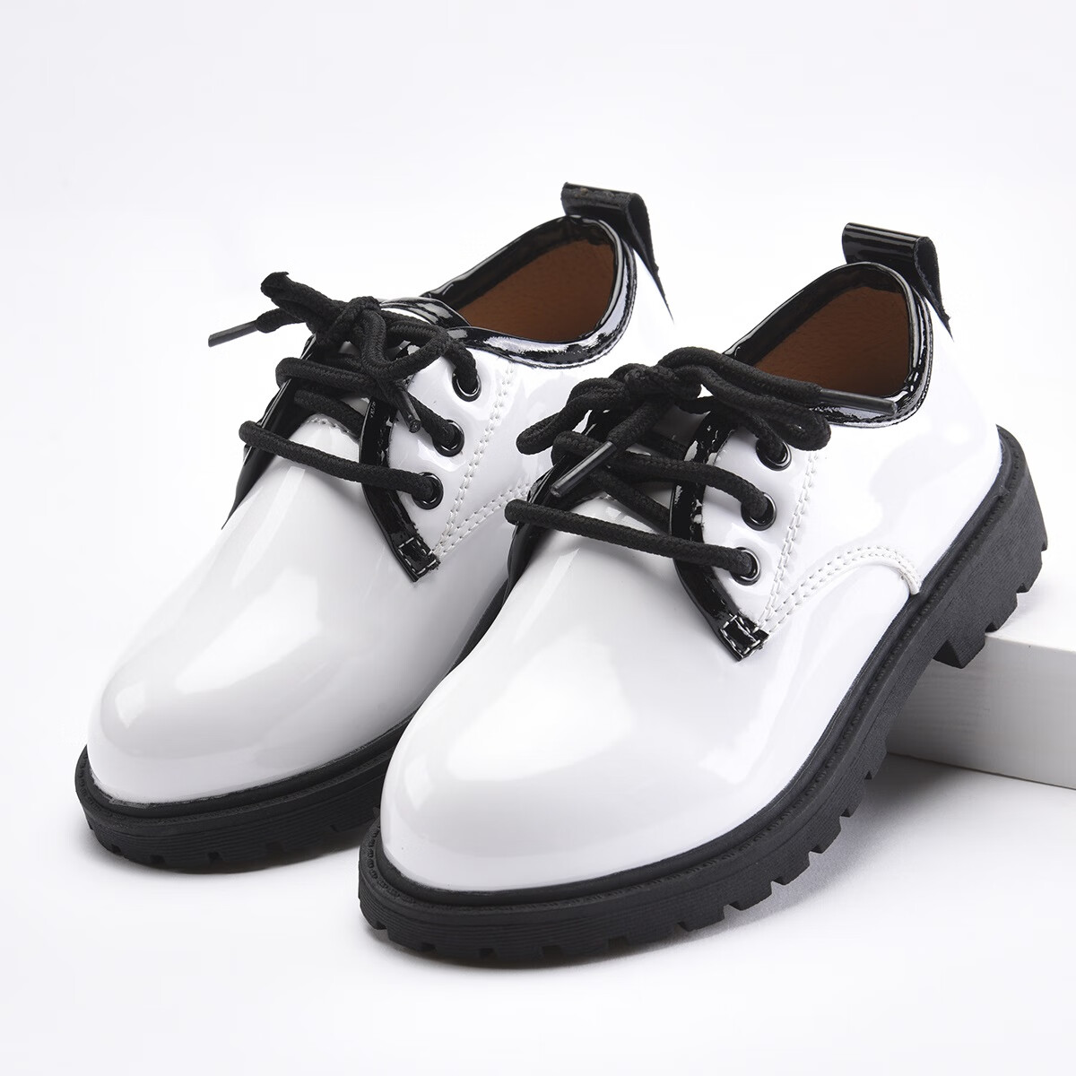 in my opinionimo 儿童皮鞋白色学校演出鞋男童英伦钢琴演出时尚百搭