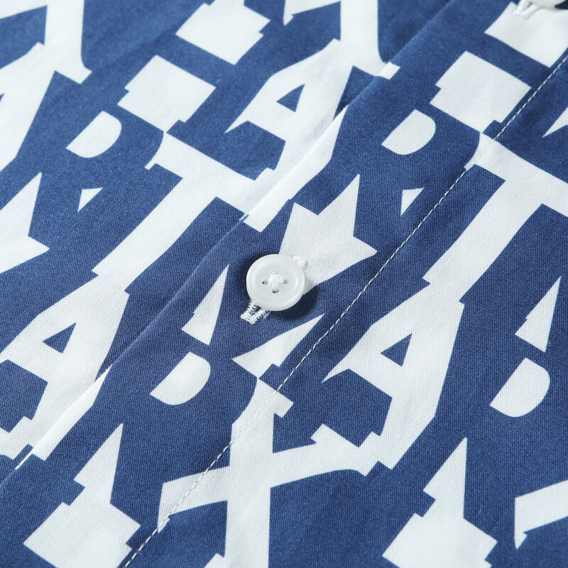 哈特马克斯免烫纯棉字母印花易打理男休闲长袖衬衫 探索蓝 M (170)