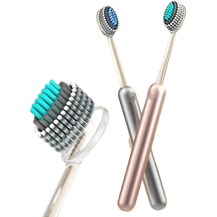 【全网爆款】轻奢山型凸面软毛牙刷护龈成人家用高档螺旋弹力清洁 轻奢凸面牙刷 2支 【深度清洁】