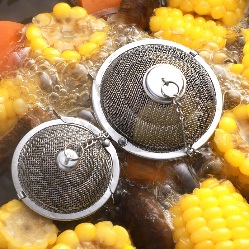 日禾盛唐304不锈钢调味球包调料球卤料球煲汤袋炖肉调料盒煮肉过滤球味宝 升级款调味球【8*8cm】加大号