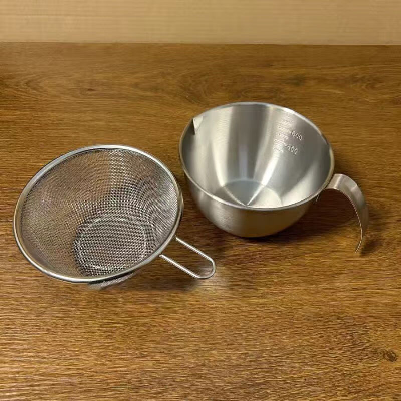 GIOIO不锈钢量杯带刻度料理杯咖啡萃取杯沥水篮厨房打蛋杯不锈钢带 大号14CM沥水篮