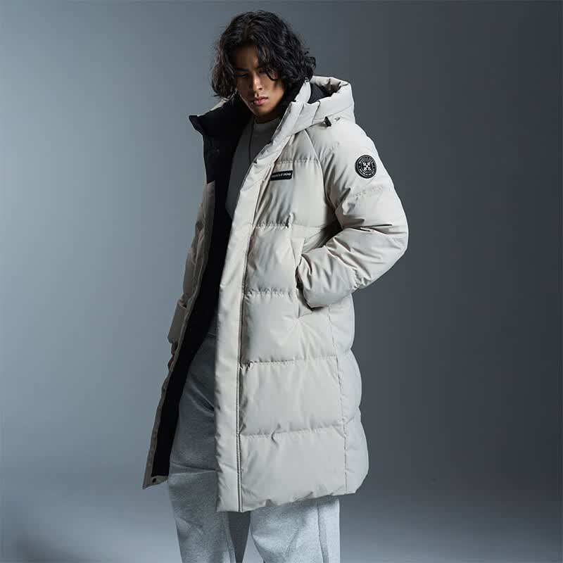 MUSCLE DOG肌肉狗 羽绒服外套男冬季中长款防寒保暖过膝90鸭绒羽绒服外套 黑色 3XL