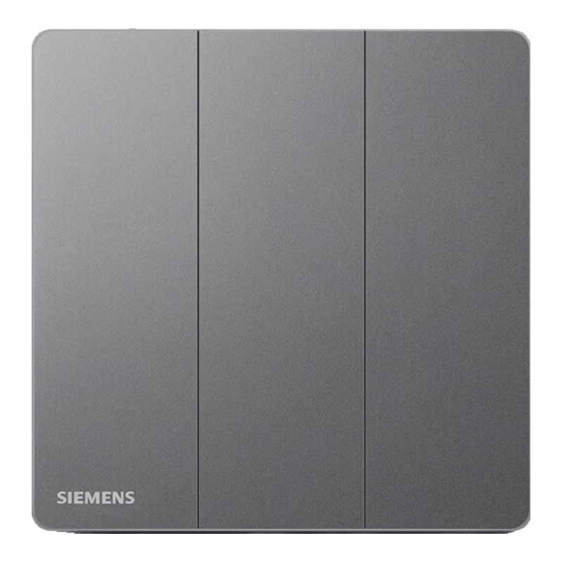 西门子（SIEMENS）纤薄款开关插座面板 强电墙壁86型开关官方旗舰 驭彩星夜灰色 三开双控 开关