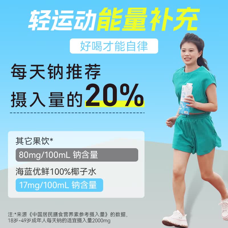 海蓝优鲜100%纯椰子水 富含天然电解质 海南特产 NFC椰青果汁 椰子水 椰子水1000ml*6
