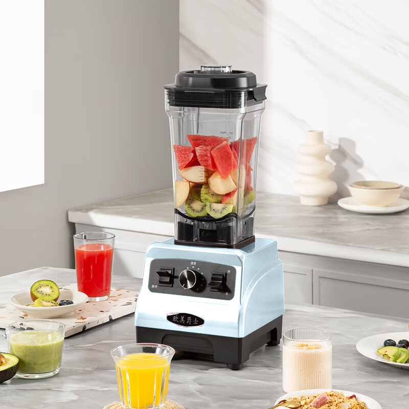 欧美爵士破壁机大容量多功能料理机沙冰磨浆搅拌机豆浆榨果汁机婴儿辅食机脉冲功能OM35 蓝色