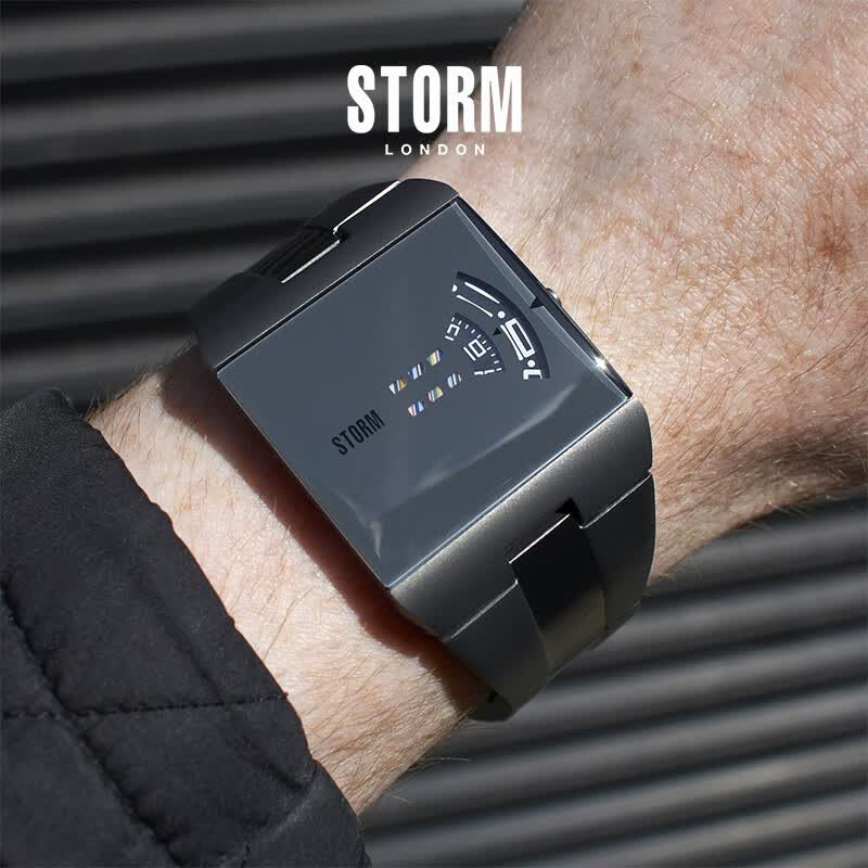 STORM英伦风暴NEW REMI SQ系列方表镭射镜面旋转表盘手表男士石英表 47430/IP/GY【顺丰当日发】