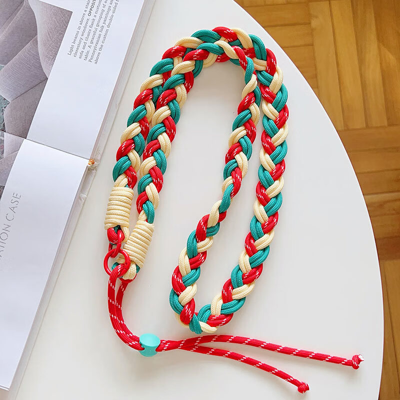其他家手机挂绳斜挎可背配夹片 手工编织加宽六股1米长款可调节 高级轻奢有质感  防丢防盗 女神百搭  红咖米蓝【轻奢质感）—1米手工编织可调节