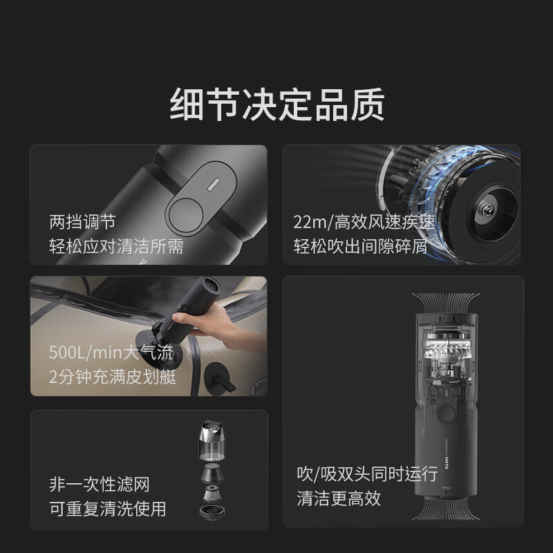 小猴工具车载吸尘器无线手持汽车用桌面键盘吸尘器车载吸吹两用