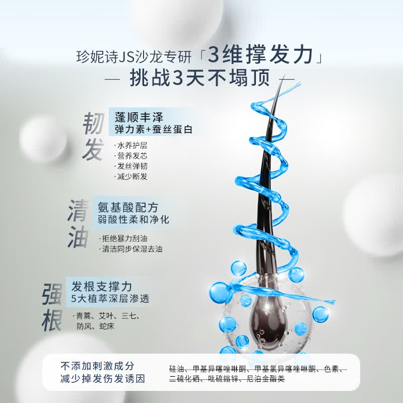 珍妮诗（janese）沙龙无硅油舒爽洗发水蓬松轻盈男女士顺滑柔顺保湿洗发露 【重度油头用】舒爽清油 420g*1瓶