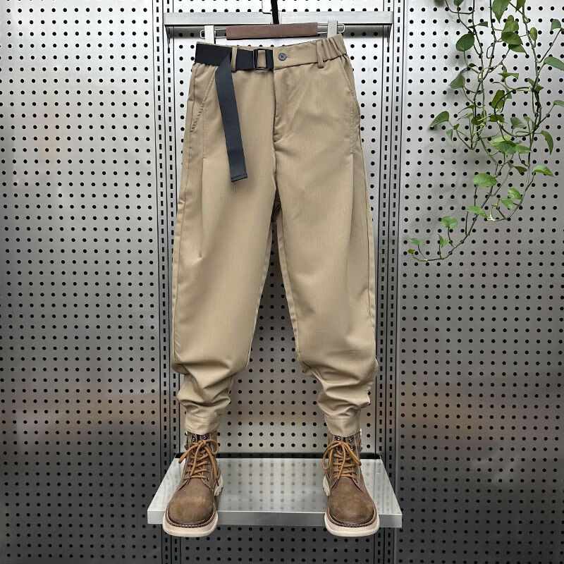 勒足工装魔术裤男搭配高帮帆布鞋裤子潮牌男士休闲裤春夏新款魔术贴工