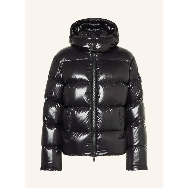 Moose Knuckles男士羽絨服 保暖防風(fēng)輕盈連帽短款亮面白鴨絨冬季通勤外套 Black 均碼 |XL