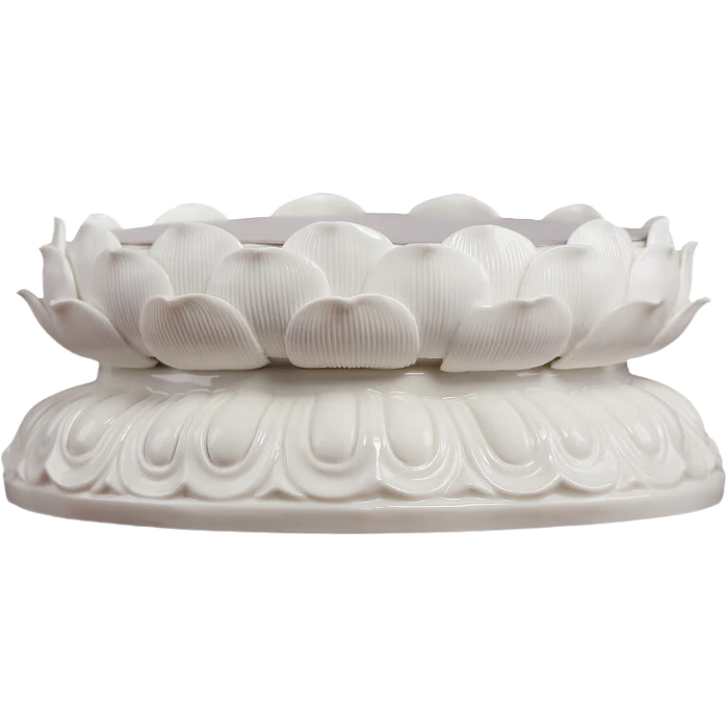 戴玉堂 陶瓷蓮花底座 八角圓形臺(tái)子觀音菩薩佛像底座加高神像供奉臺(tái)底座 D20-227L 蓮花座.白色.大號(hào)