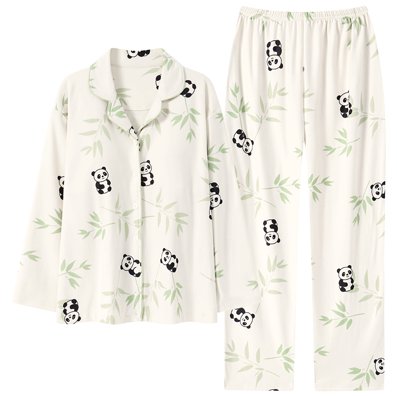 猫人（MiiOW）"德绒  翻领双长女240g"   女士家居服 睡衣两件套 37MM0701 M