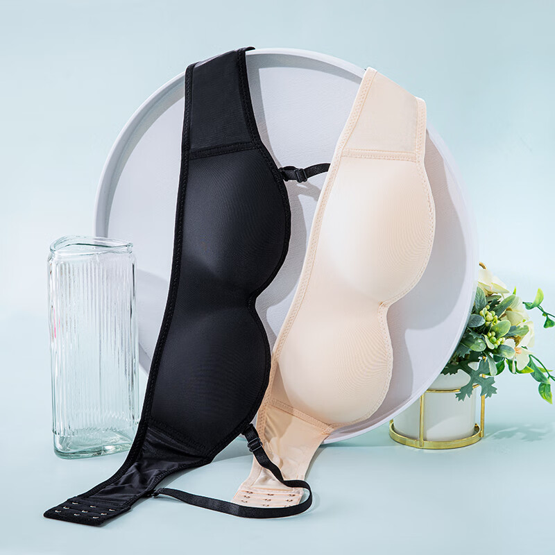 大唐喜乐牛无肩带无钢圈女小胸聚拢防滑抹胸式隐形薄款无痕裹胸 黑色