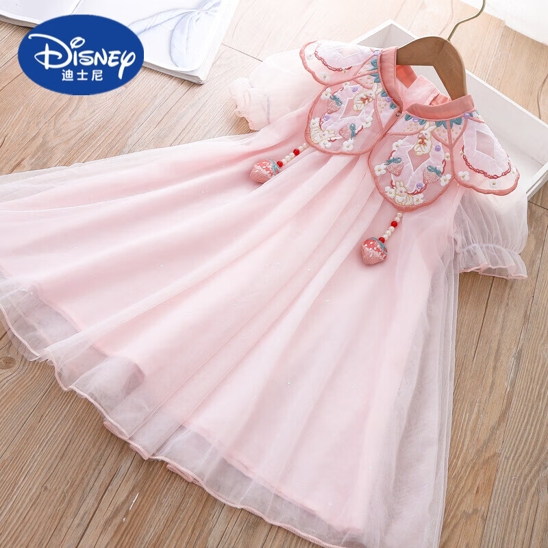 汉服连衣裙2024新款儿童装夏款中国古风公主裙小女孩薄款汉服 樱花粉