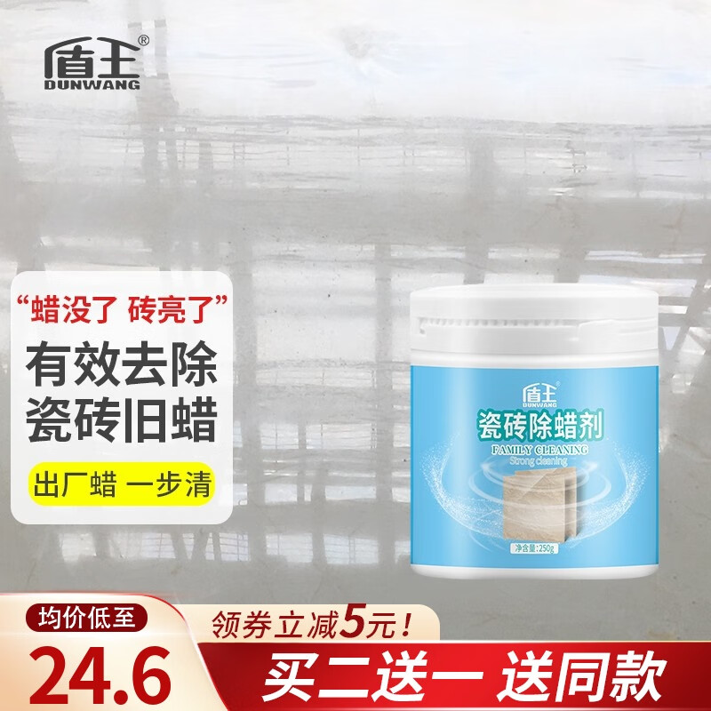 盾王 瓷磚除蠟劑 地磚起蠟水清洗劑地板磚除臘清潔拋光增亮家用 250g