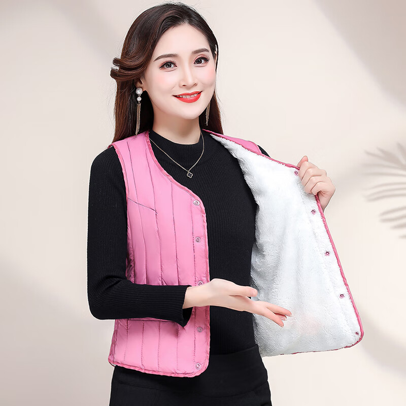bingjie波司登羽绒服秋冬女士羽绒棉马甲加绒加厚中老年保暖背心羊羔