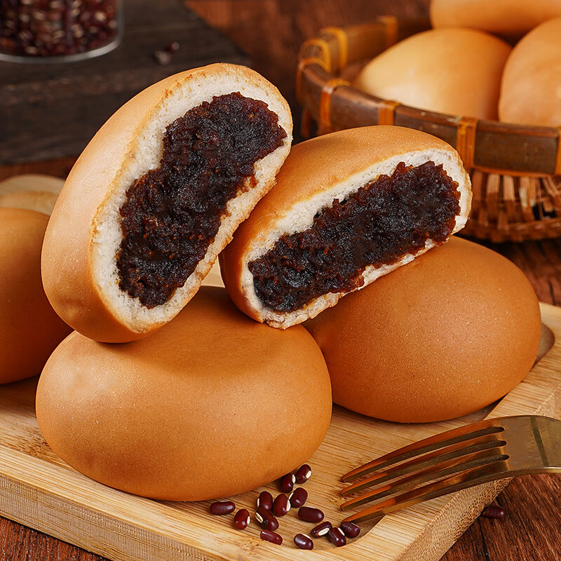 【厂家直发】老式红豆沙面包早餐欧包代餐早饭零食散装软面包 新豆沙面包12包
