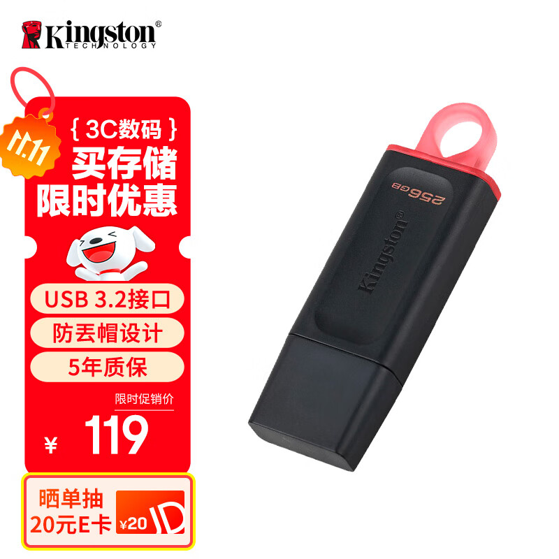 ��ʿ�٣�Kingston��256GB USB3.2 Gen 1 U�� DTX ������U�� ʱ����� ���ɱ�Я ѧϰ�칫Ͷ����Գ���ͨ��