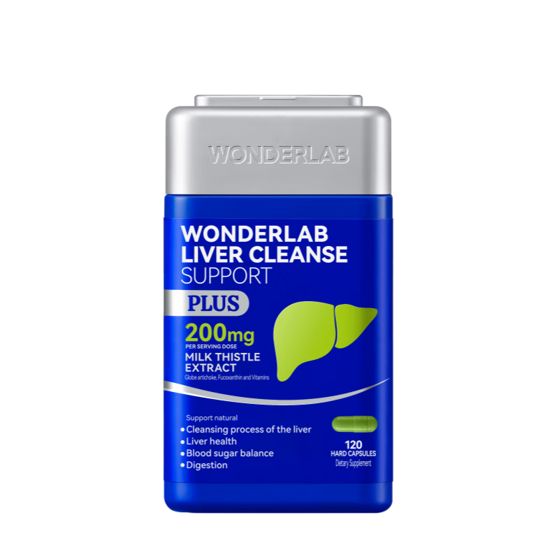 WONDERLAB奶蓟草净肝胶囊Plus120粒*1瓶进口水飞蓟朝鲜蓟护肝片熬夜应酬