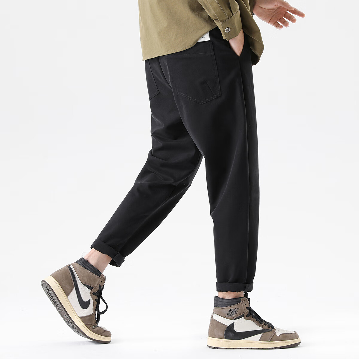 布衣传说 50支抗皱铜氨丝 秋冬款加厚休闲裤子男宽松直筒锥形长裤 黑色加厚 2XL