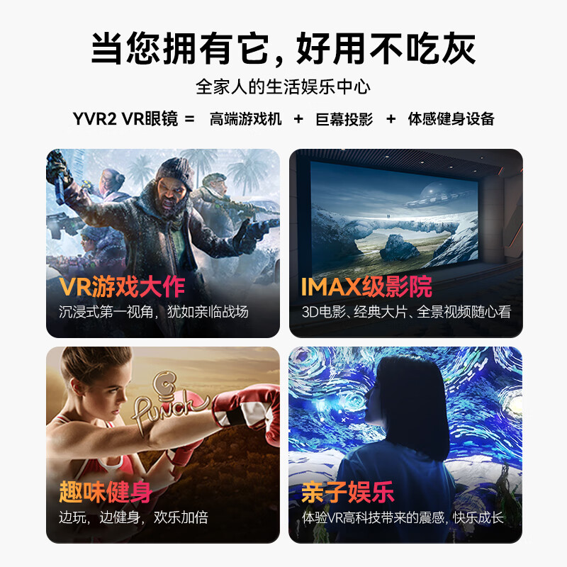 玩出梦想 YVR2 VR眼镜一体机 体感游戏机 PANCAKE镜片全域超清 VR头显裸眼3D影视设备 256G 标准版