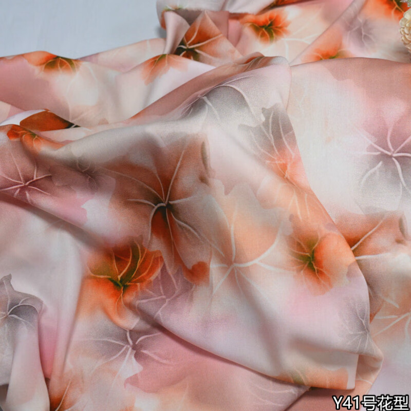 奴詩漫(nushiman)棉布料細(xì)斜紋香云緞云絲緞人造棉桑棉綢布料褲子連衣裙服裝面料 Y41號花型 1米價