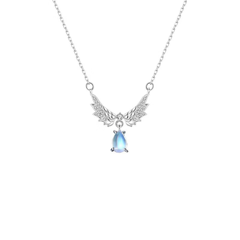 GIOIO【精美礼盒】天使之翼项链女S925银月光吊坠锁骨链轻奢小众 XL0026天使之翼项链(白金色) 925银